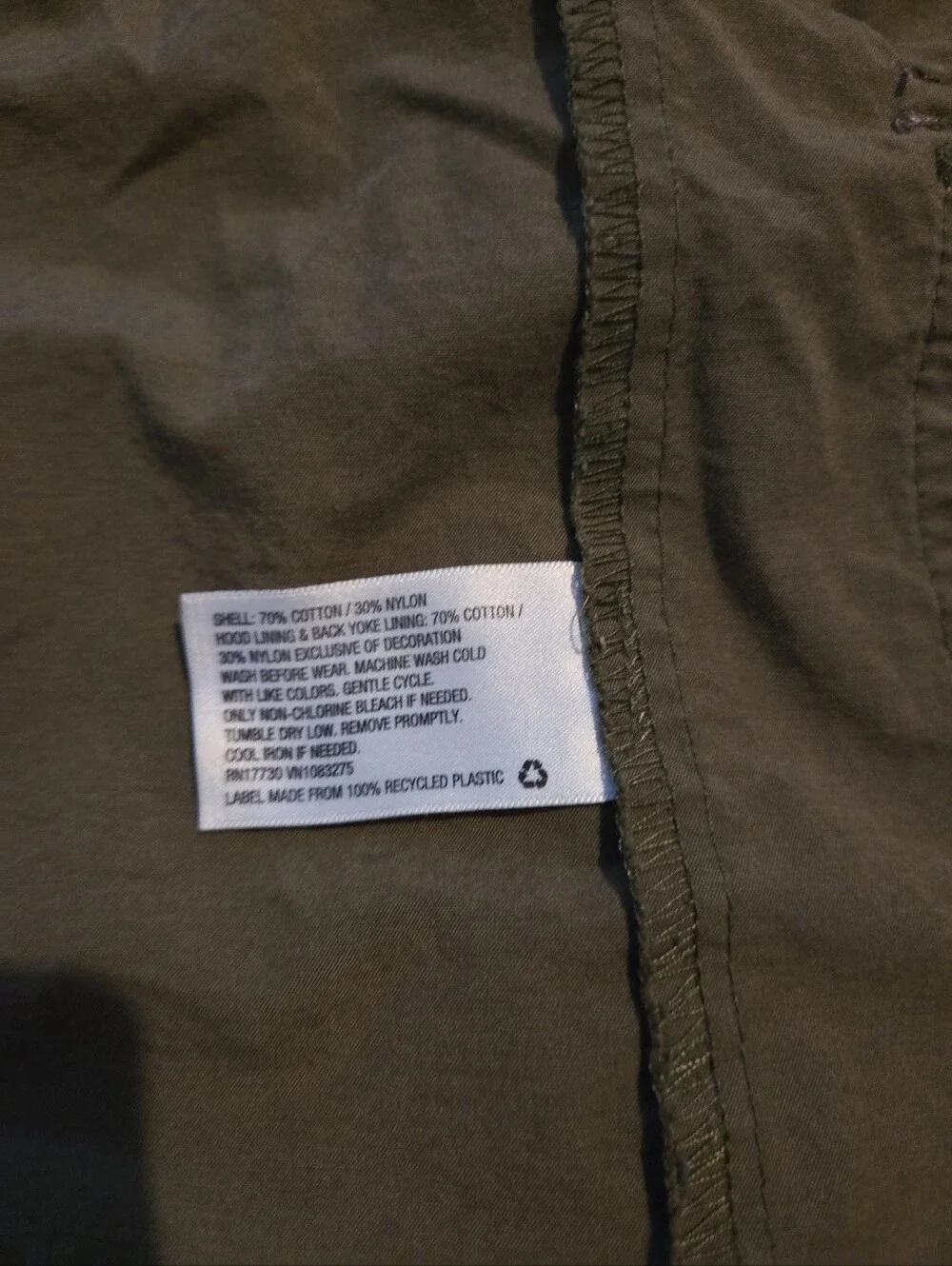 Cat & Jack Olive UtilityJacket with Multi- color Floral Lining.  L (10/12)